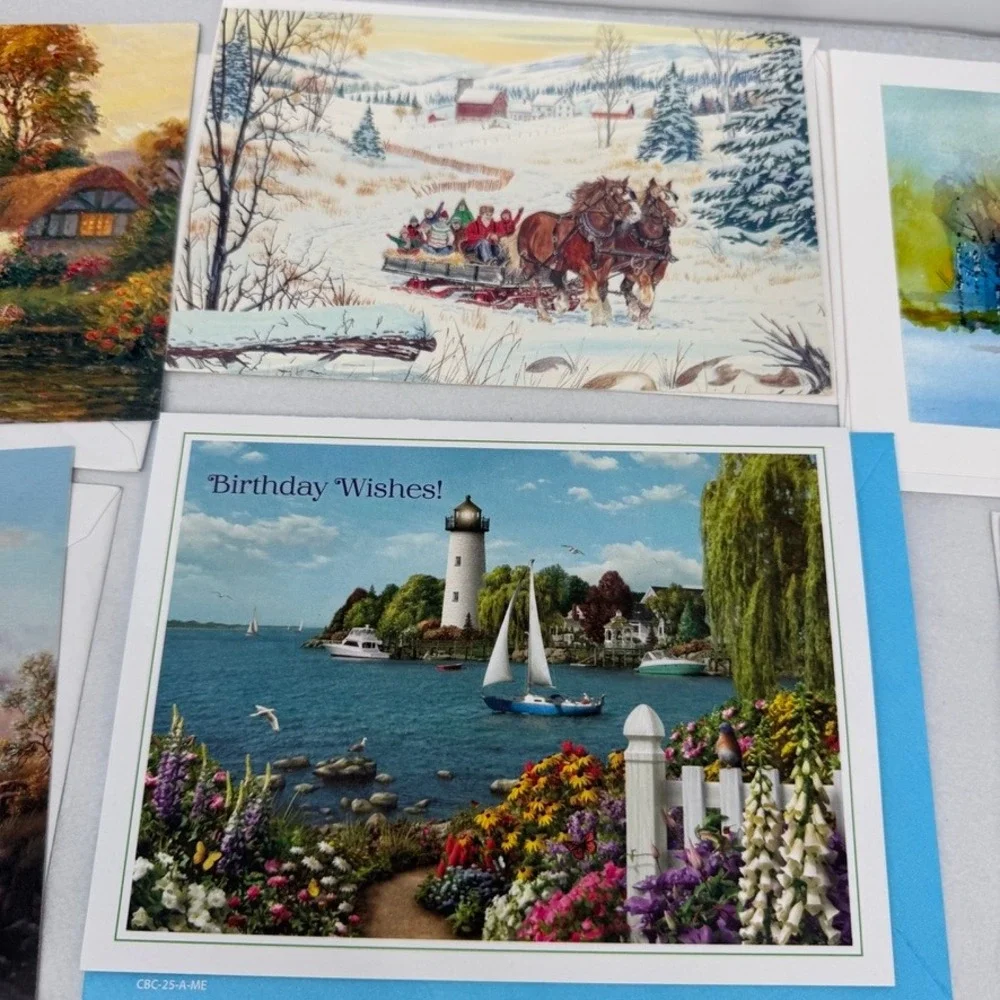 Greeting Cards Mixed LOT of Assorted Scenic Landscape Winter Art Stationary